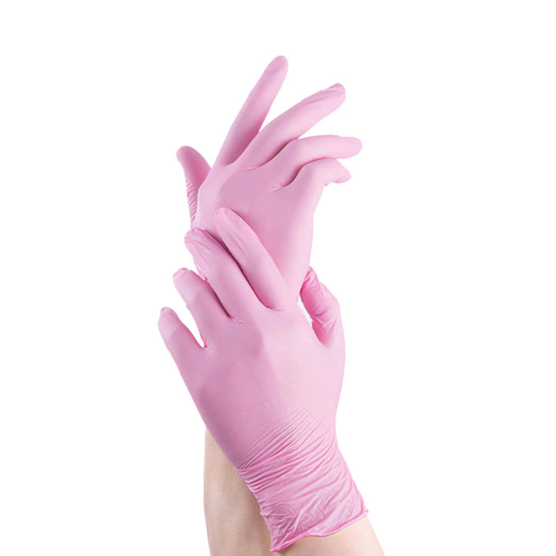 Guantes de Nitrilo sin polvo color rosa