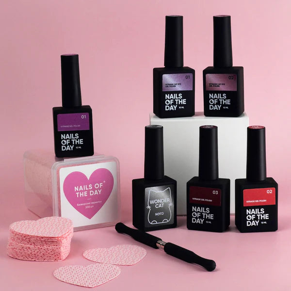 NAILSOFTHEDAY Vitrage cat eye 01 — esmalte semipermanente rosa teñido con ojo de gato, 10 ml