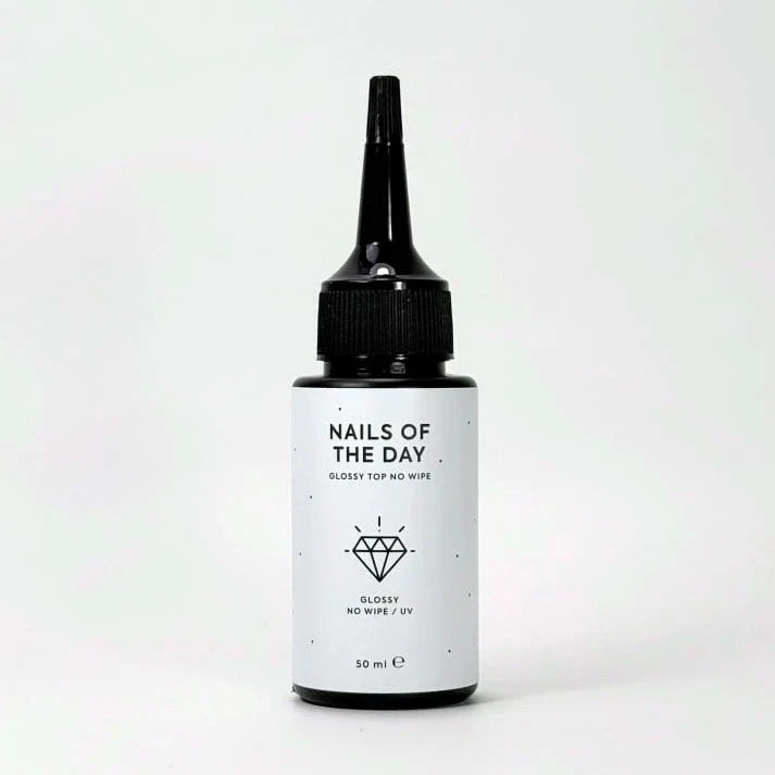 NAILSOFTHEDAY Glossy Top No Wipe – top brillante sin capa pegajosa y con filtros UV, 50 ml (recarga)