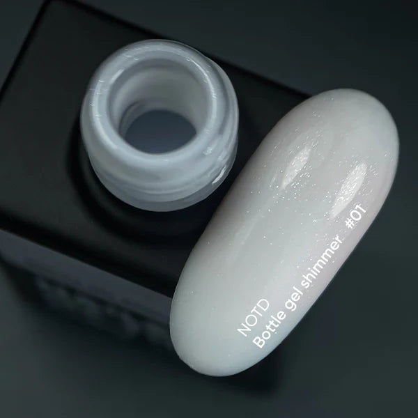 NAILSOFTHEDAY Bottle gel shimmer 01 – gel lechoso súper fuerte con brillo plateado, 10 ml