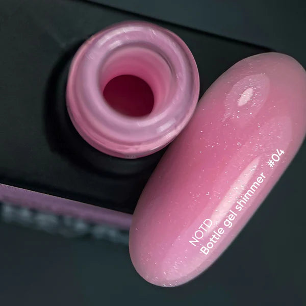 NAILSOFTHEDAY Bottle gel shimmer 04 – gel rosa ultrafuerte con brillo plateado, 10 ml