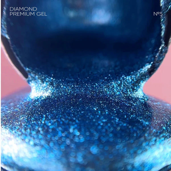NAILSOFTHENIGHT Diamond Premium gel – esmalte en gel 05 — esmalte semipermanente azul con con finas hojas metálicas para uñas, 5 ml