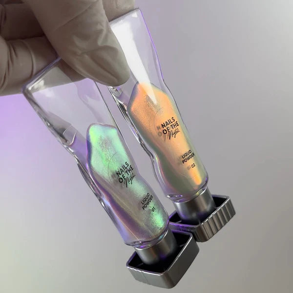 Liquid powder 01 - polvo líquido con iridiscencia de verde a morado para uñas, 5 g