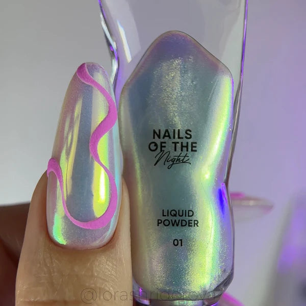 Liquid powder 01 - polvo líquido con iridiscencia de verde a morado para uñas, 5 g