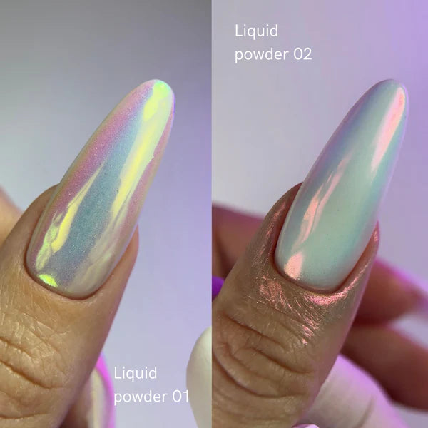 Liquid powder 01 - polvo líquido con iridiscencia de verde a morado para uñas, 5 g