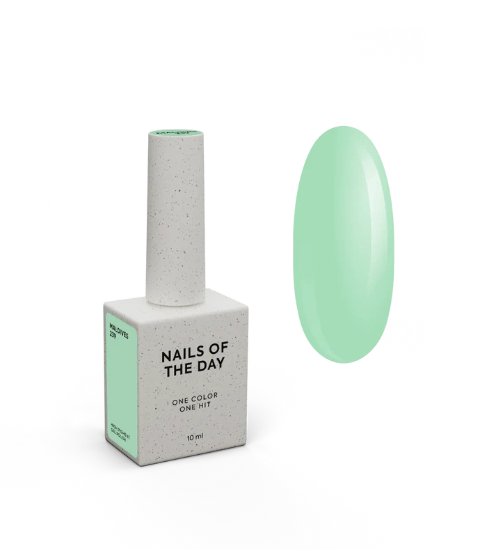 NAILSOFTHEDAY Gel Polish Maldives — esmalte semipermanente verde menta cálido, cubre en una sola capa, 10 ml.