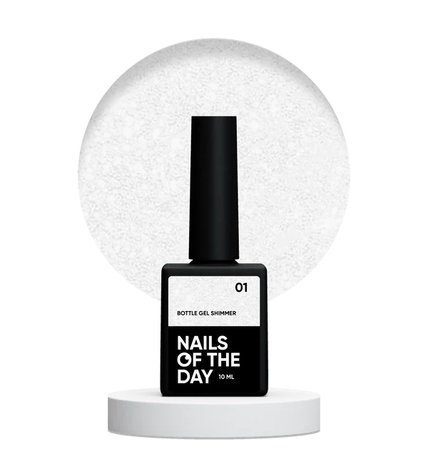 NAILSOFTHEDAY Bottle gel shimmer 01 – gel lechoso súper fuerte con brillo plateado, 10 ml
