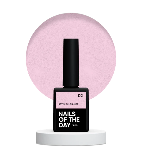 NAILSOFTHEDAY Bottle gel shimmer 02 – gel rosa lechoso súper fuerte con brillo plateado, 10 ml