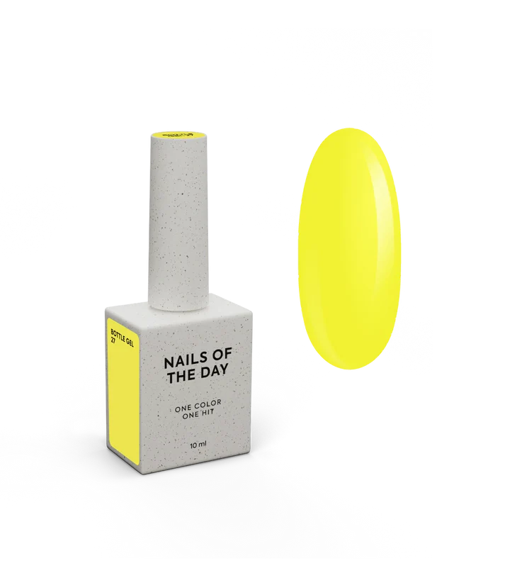 NAILSOFTHEDAY Bottle Gel 27 – gel ultraresistente amarillo neón para el refuerzo de uñas, 10 ml