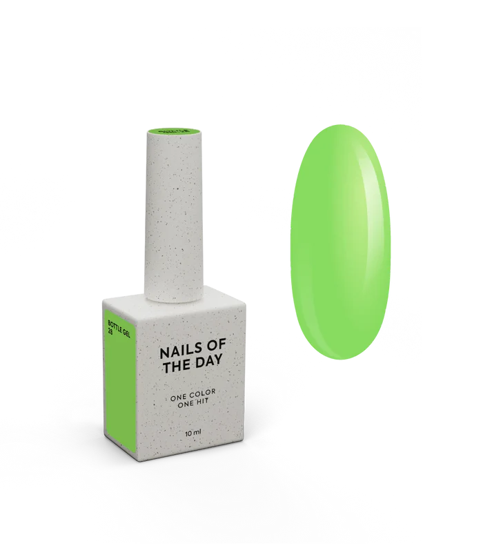 NAILSOFTHEDAY Bottle Gel 28 – gel ultraresistente verde neón para el refuerzo de uñas, 10 ml
