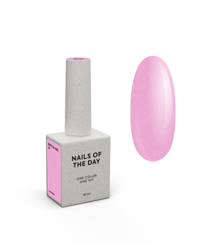 NAILSOFTHEDAY Bottle Gel 42 – gel ultraresistente rosa con efecto brillante para el refuerzo de uñas, 10 ml