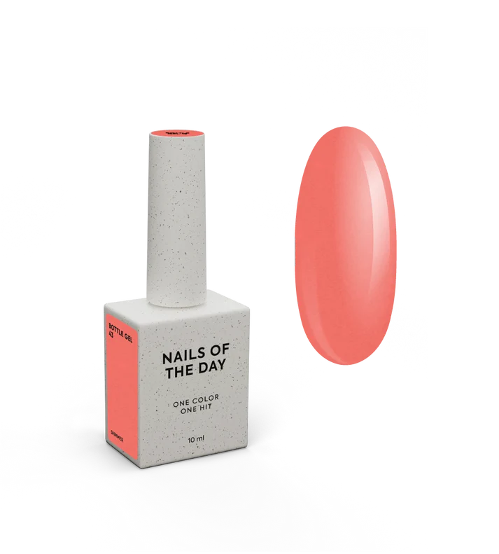 NAILSOFTHEDAY Bottle Gel 43 – gel ultraresistente rojo con con brillo fino para el refuerzo de uñas, 10 ml