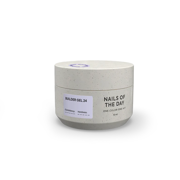 NAILSOFTHEDAY Builder Gel 24 — gel lechoso con velo rosado para extensiones de uñas, 15 ml