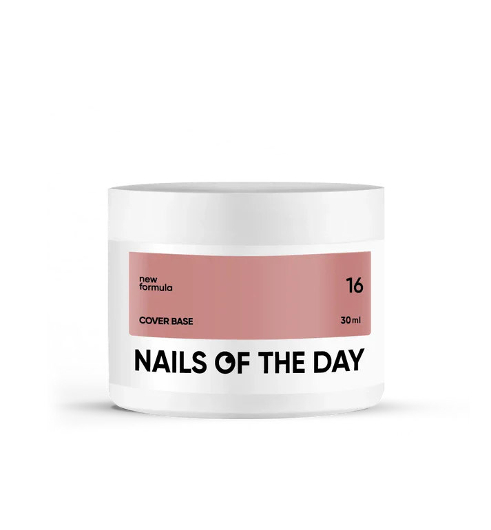 Nailsoftheday Cover Base NEW Formula 16 — base camufladora en un tono nude natural oscuro, ideal para uñas, 30 ml