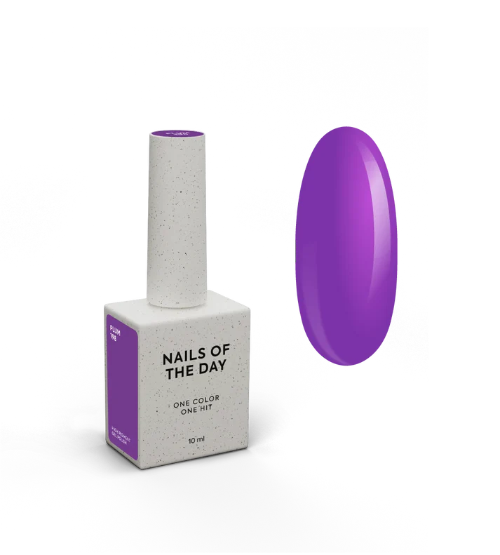 NAILSOFTHEDAY Gel Polish Plum-198 — esmalte semipermanente color ciruela violeta con cobertura total en una sola capa, 10 ml
