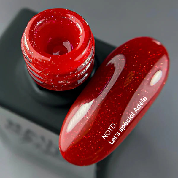 NAILSOFTHEDAY Let's Special Adele — esmalte semipermanente en gel rojo con brillo que cubre una capa, 10 ml