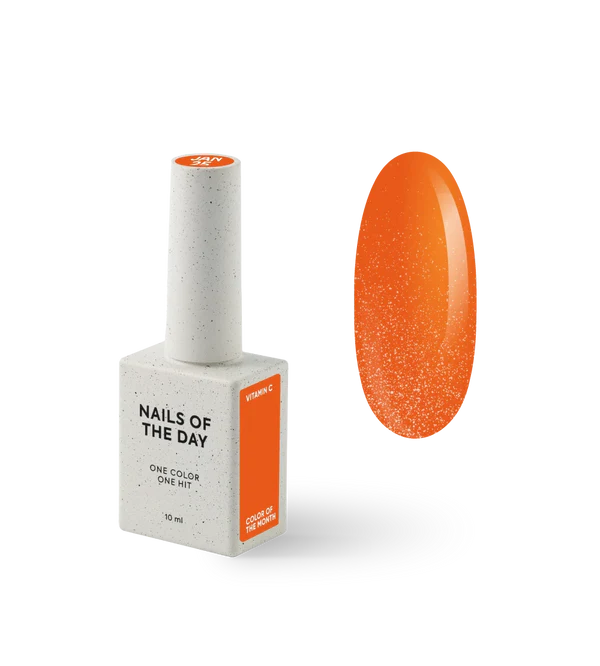 NAILSOFTHEDAY Color of the month January 2025 Vitamin C — color del mes, naranja intenso con un fino shimmer que cubre en una capa, 10 ml