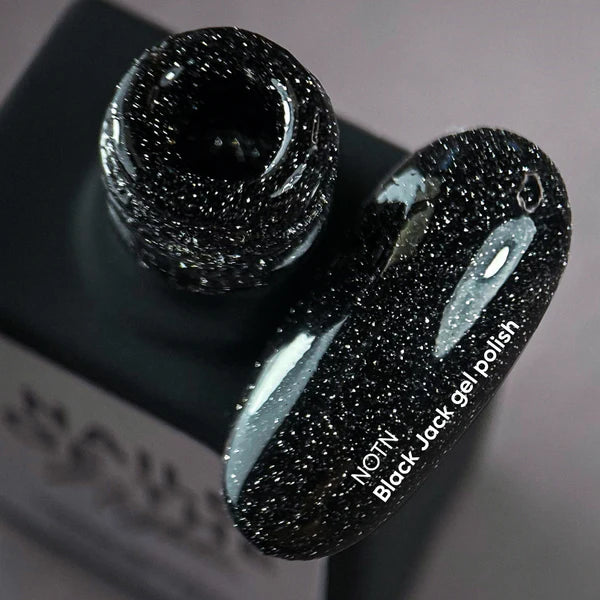 NAILSOFTHENIGHT Black Jack gel polish - esmalte semipermanente reflectante negro con brillo plateado para uñas, 10 ml