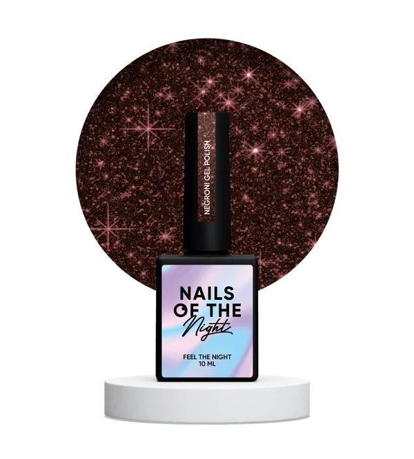 NAILSOFTHENIGHT Negroni gel polish — esmalte semipermanente reflectante de color burdeos oscuro, 10 ml