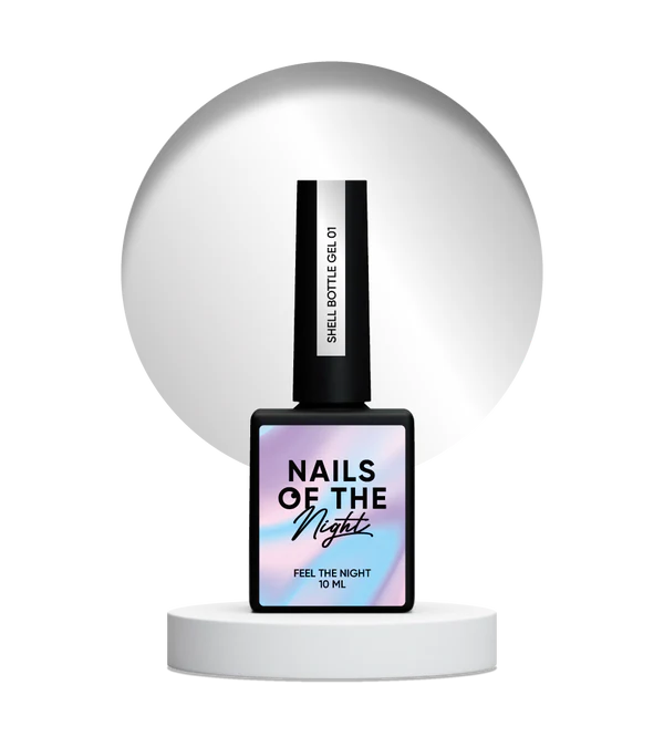 NAILSOFTHENIGHT Shell bottle gel 01 — gel líquido ultrafuerte con función autonivelante y efecto perla para uñas, 10 ml