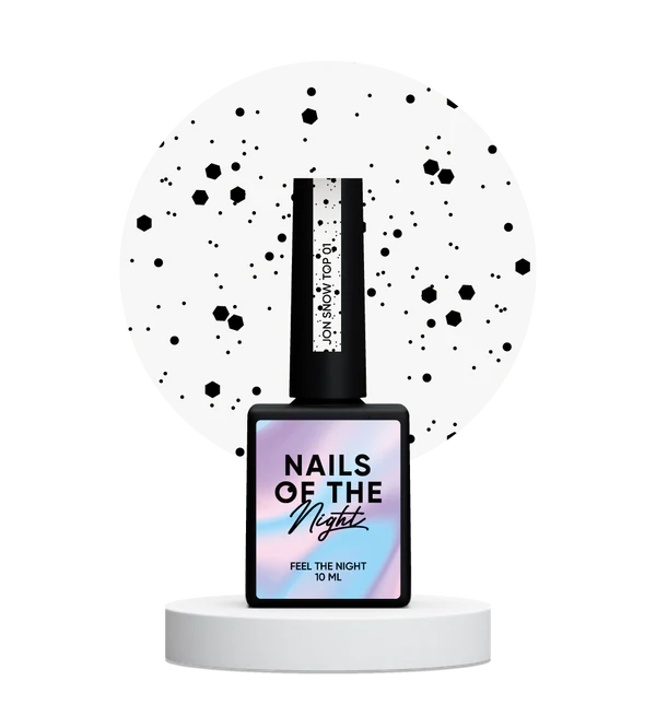 NAILSOFTHENIGHT Jon Snow top 01 — top con hexágonos negros de varios tamaños, sin una capa pegajosa, 10 ml