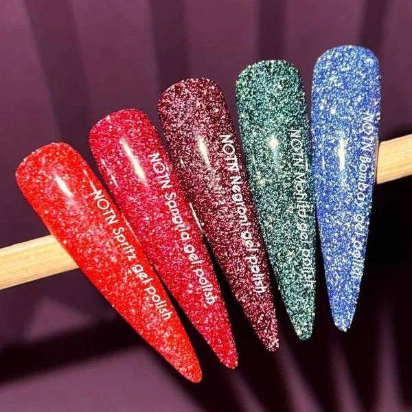 NAILSOFTHENIGHT Spritz gel polish — esmalte semipermanente reflectante de color rojo brillante, 10 ml