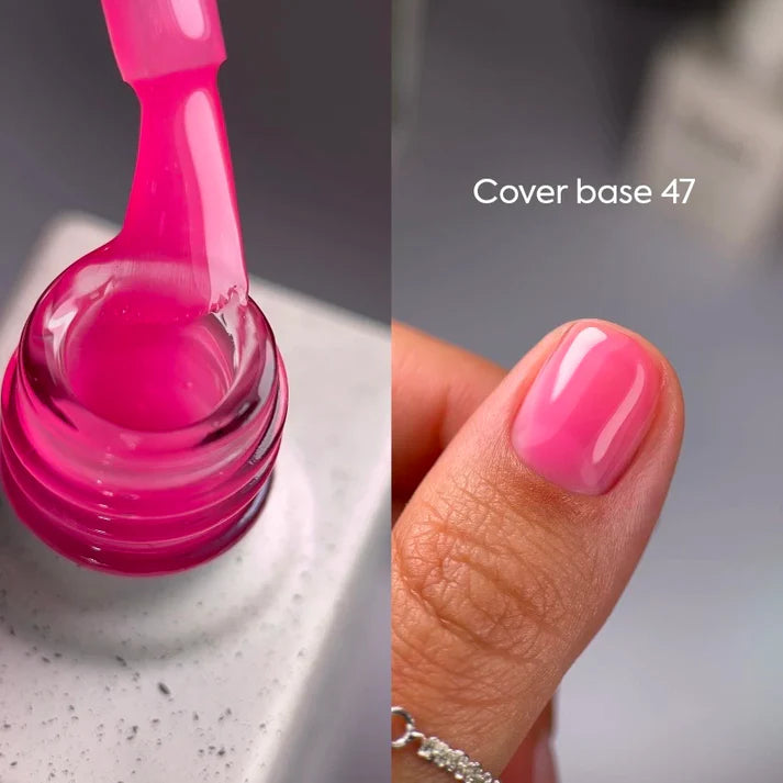 NAILSOFTHEDAY Cover Base 47 Light Pigment – base para uñas rosa intenso semitransparente con pigmentación ligera, 10 ml