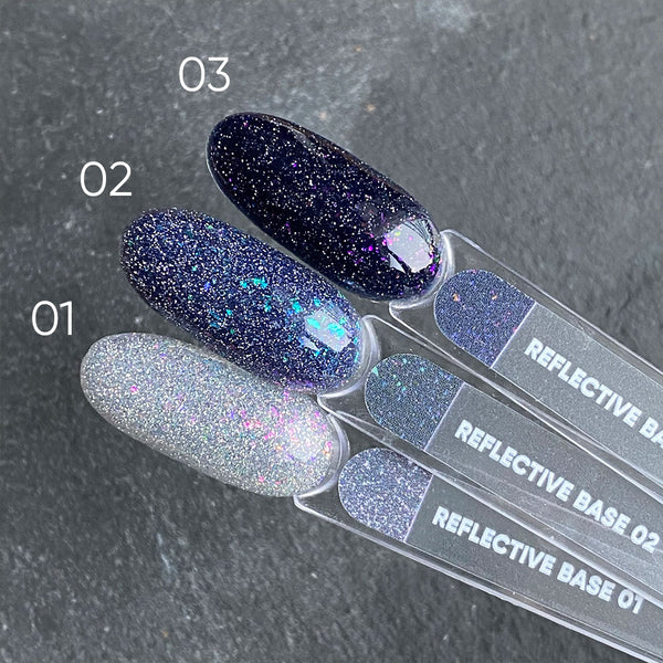 NAILSOFTHENIGHT Reflective base 01 - base reflectante de camuflaje con brillo (purpurina plateada y rosa), 10 ml