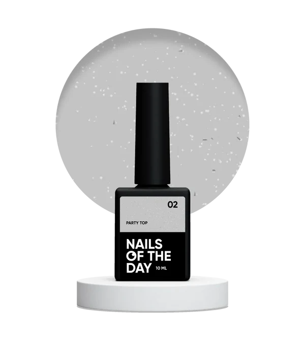 NAILSOFTHEDAY Party top 02 — transparente con purpurina fina sin capa pegajosa para uñas, 10 ml