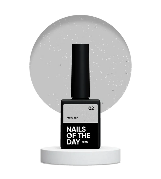 NAILSOFTHEDAY Party top 02 — transparente con purpurina fina sin capa pegajosa para uñas, 10 ml