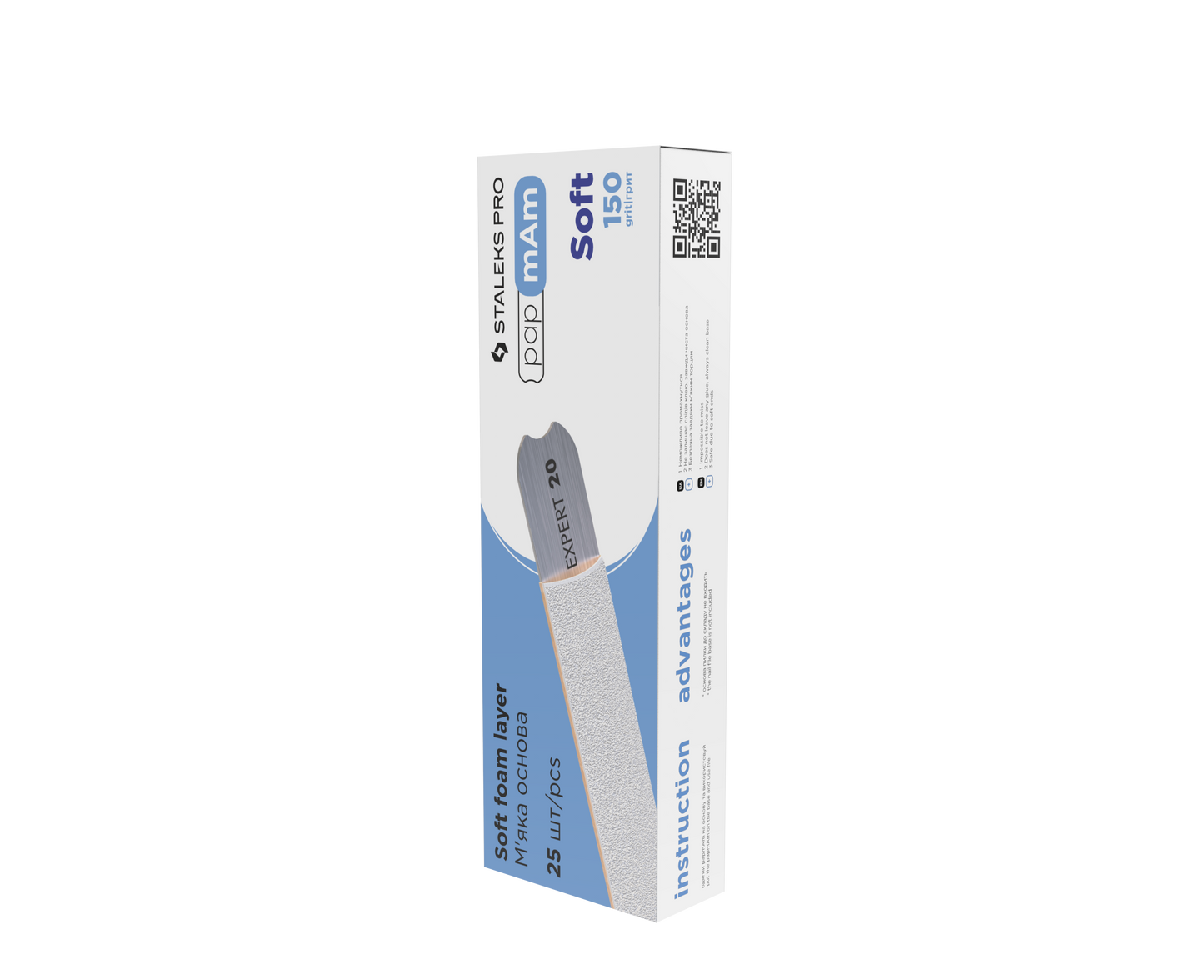 Staleks Pro Limas blancas desechables papmAm sobre capa de espuma blanda EXPERT 20 grano 150 (25 uds.)