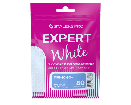 Staleks Pro Limas blancas desechables para pedicura rallador EXPERT 10 80 grit (30 uds)