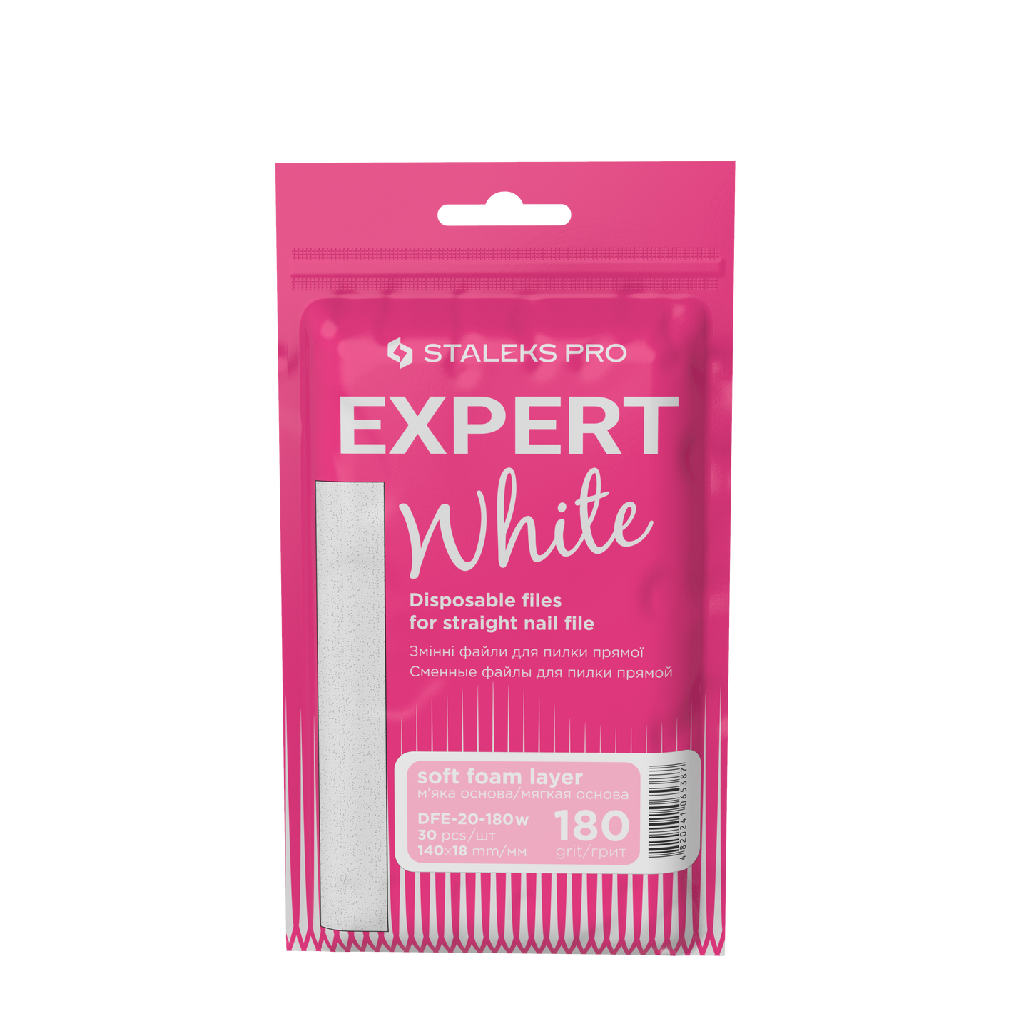 Staleks Pro Archivos desechables blancos para lima de uñas recta (base suave) EXPERT 20 (30 piezas)