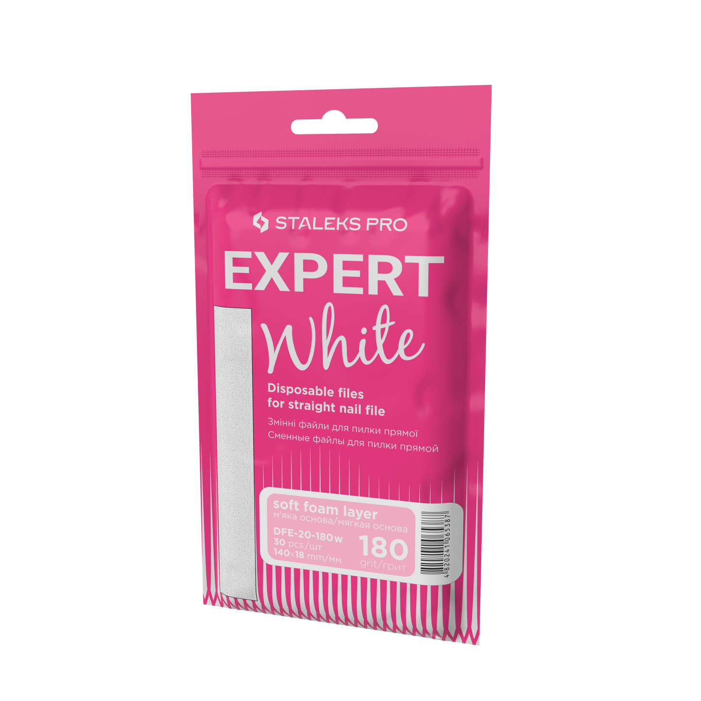Staleks Pro Archivos desechables blancos para lima de uñas recta (base suave) EXPERT 20 (30 piezas)