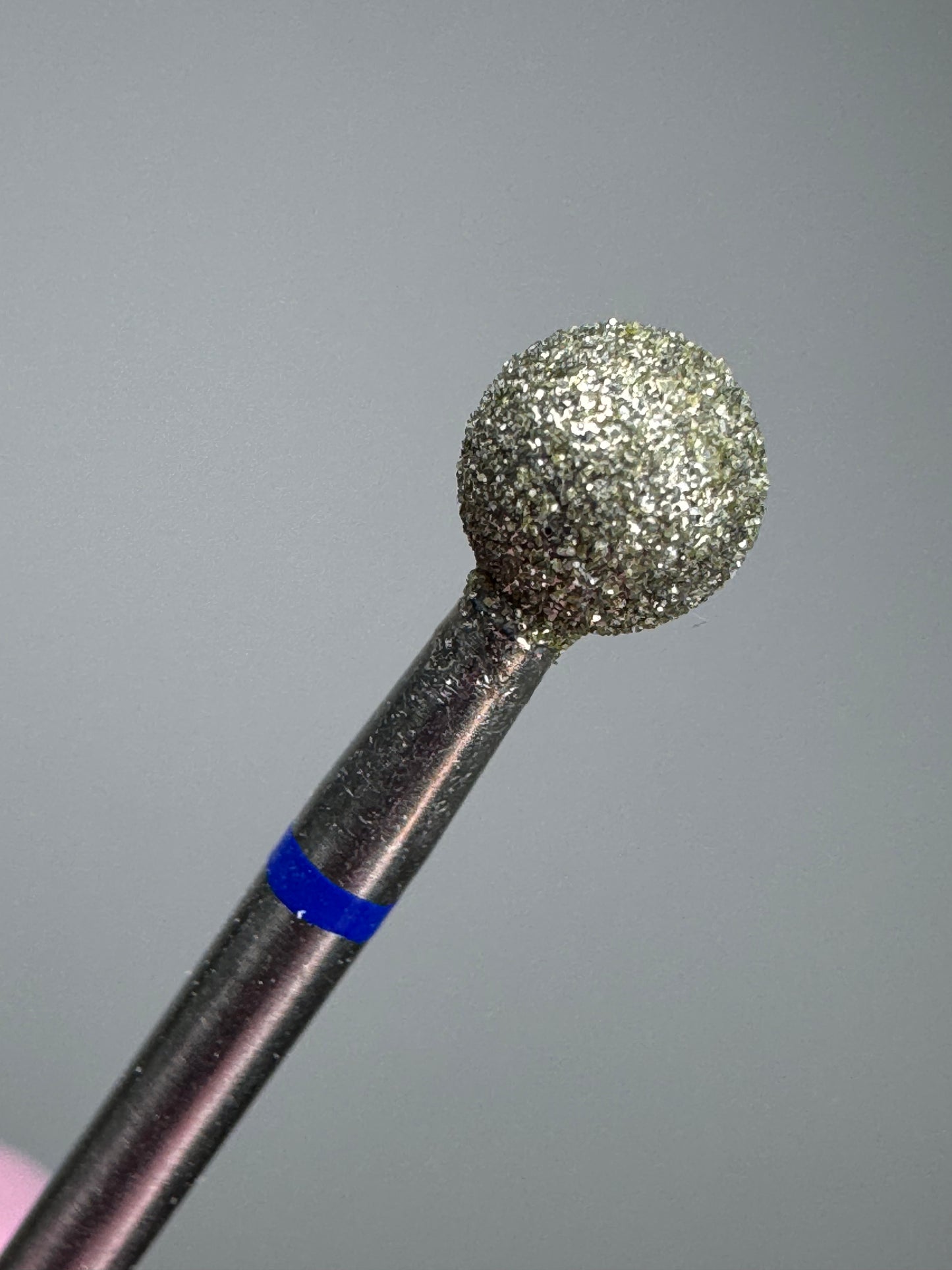 Fresa de diamante profesional, forma bola, fabricada en Alemania (sin marca), con grano medio (azul).
