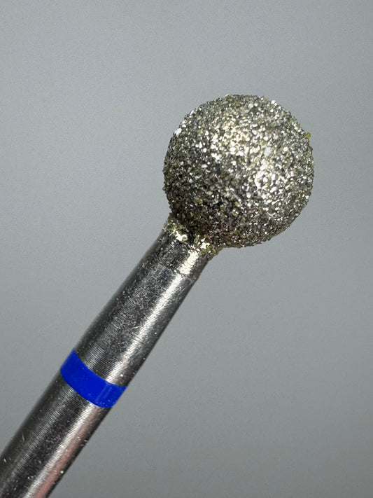 Fresa de diamante profesional, forma bola, fabricada en Alemania (sin marca), con grano medio (azul).