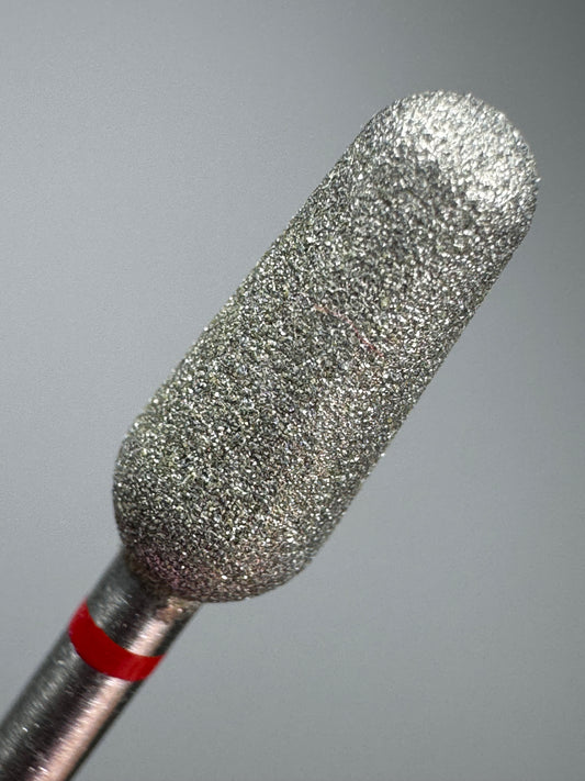Fresa de diamante forma bala grano fino fabricada en Alemania (sin marca), con grano fino (rojo).