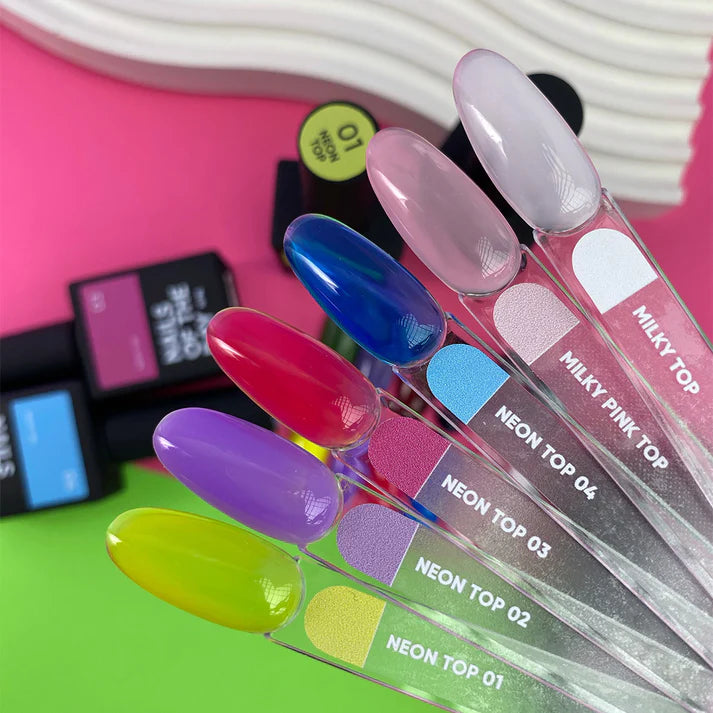 NAILSOFTHEDAY Neon top 02 – top morado lechoso sin capa pegajosa para uñas, 10 ml