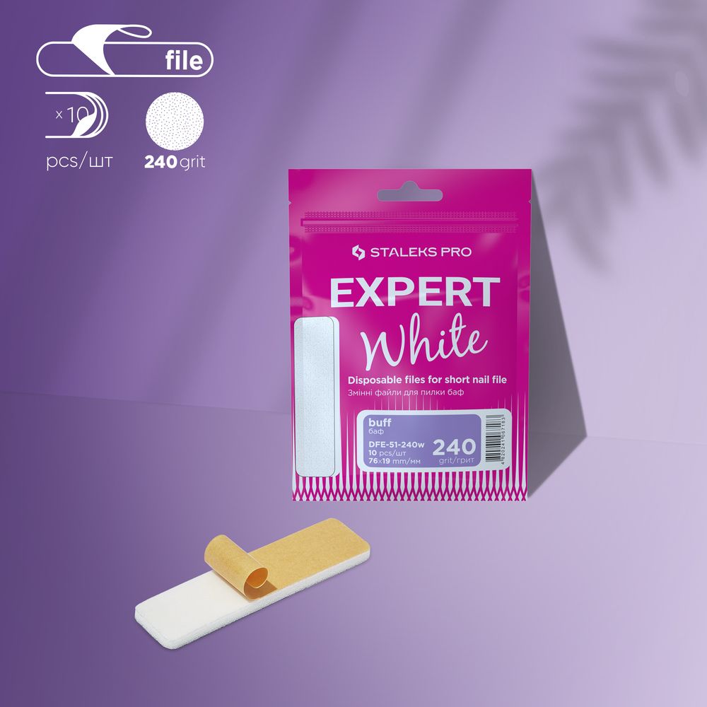 Staleks Recambios para la lima corta (pulidor con base de espuma) EXPERT 51 240 grit (10 Uds.)