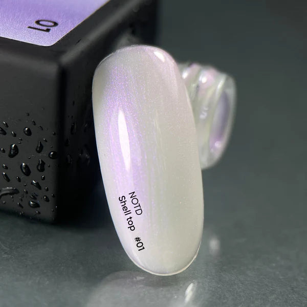 NAILSOFTHENIGHT Shell top 01 - top perlado con un toque morado sin capa pegajosa, 10 ml