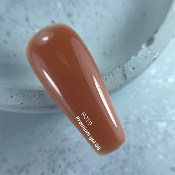 NAILSOFTHEDAY Premium gel 08 — gel de construcción ultrafuerte nude/caramelo oscuro con función autonivelante, 30 g