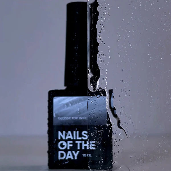 NAILSOFTHEDAY Glossy top wipe - Top brillante con una capa pegajosa, sin filtros UV, 10 ml
