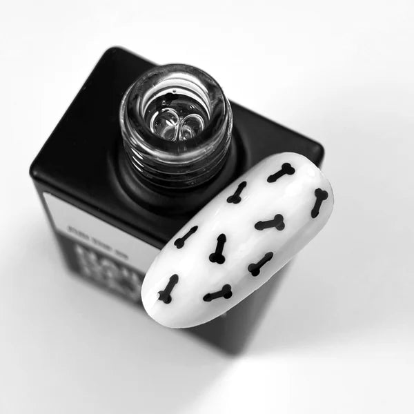 NAILSOFTHEDAY FUN! top 03 — top para uñas con decoración artística negra, sin capa pegajosa, 10 ml