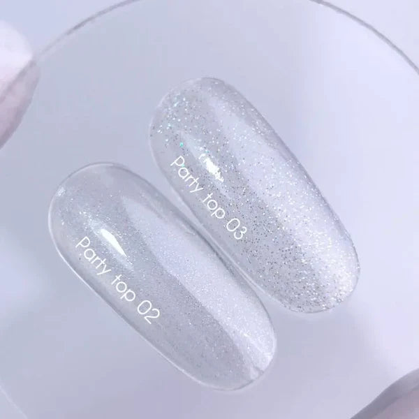 NAILSOFTHEDAY Party top 02 — transparente con purpurina fina sin capa pegajosa para uñas, 10 ml