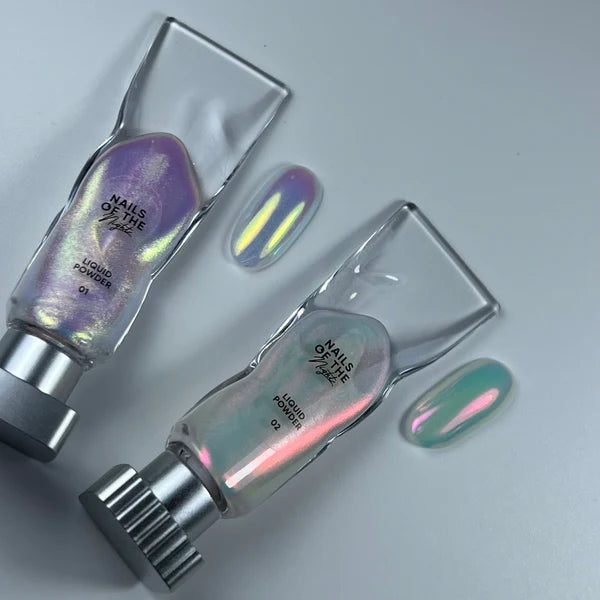 Liquid powder 01 - polvo líquido con iridiscencia de verde a morado para uñas, 5 g