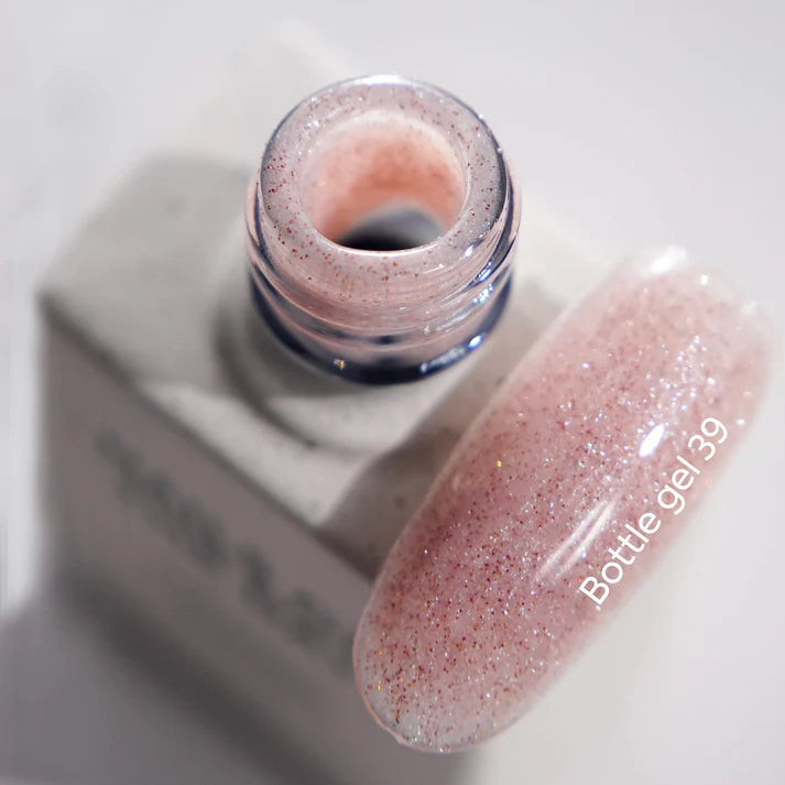 NAILSOFTHEDAY Bottle Gel 39 – gel ultraresistente nude con efecto reflectante para el refuerzo de uñas, 10 ml