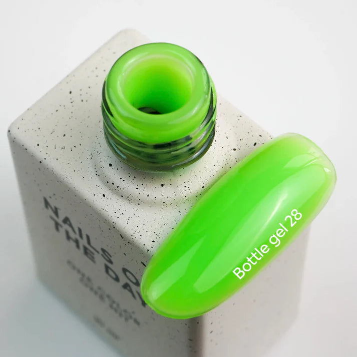 NAILSOFTHEDAY Bottle Gel 28 – gel ultraresistente verde neón para el refuerzo de uñas, 10 ml