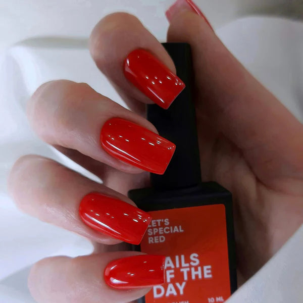 NAILSOFTHEDAY Let's Special Red: esmalte semipermanente rojo especial que se superpone en una capa, 10 ml