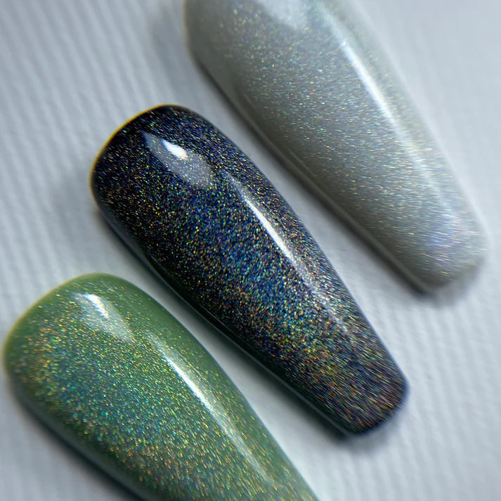 NAILSOFTHENIGHT Holographic Top Cat eye - top holográfico con efecto ojo de gato para uñas sin capa pegajosa, 10 ml