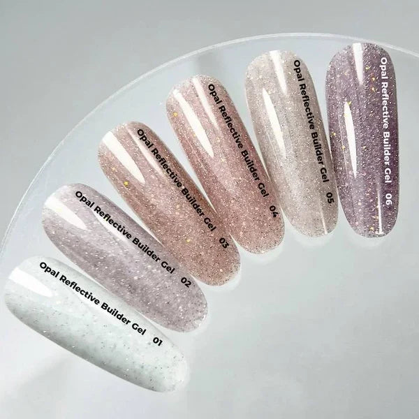 NAILSOFTHEDAY Opal Reflective builder gel 01 — gel constructor lechoso con brillo opalescente y partículas reflectantes, 15 g